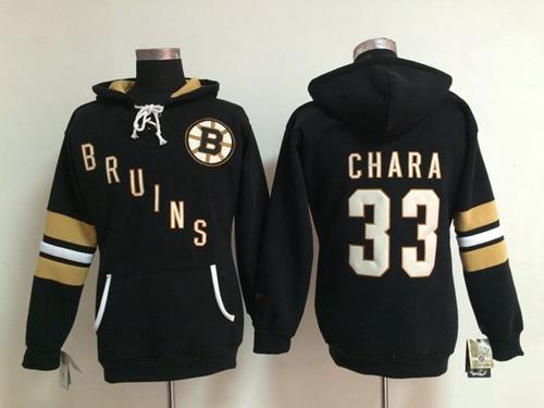 Boston Bruins #33 Zdeno Chara Black Women's Old Time Heidi NHL Hoodie - Click Image to Close